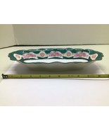 Vintage Baveria Oval Celery Dish Green shade with Pink Roses - $9.90