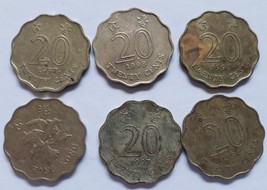 Six Coins Hong Kong 20 cents 1994, 1995, 1997 - $4.95