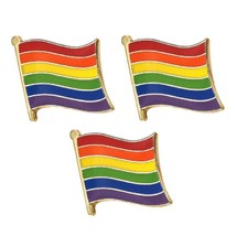 3 Rainbow Flag Pins 0.5&quot; Metal Lapel Pin Gay Lesbian Pride Lgbtq Hat Tie Lot Set - £7.95 GBP