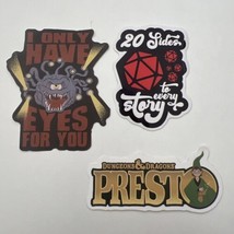 TSR Dungeons &amp; Dragons 3-sticker Lot Presto Beholder 20 Sided Die Vintag... - £14.89 GBP