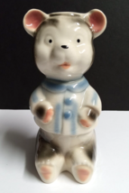 Adorable Ceramic Teddy Bear in Blue Coat Baby Room Lamp BASE ONLY 8&quot;h c1... - £19.74 GBP