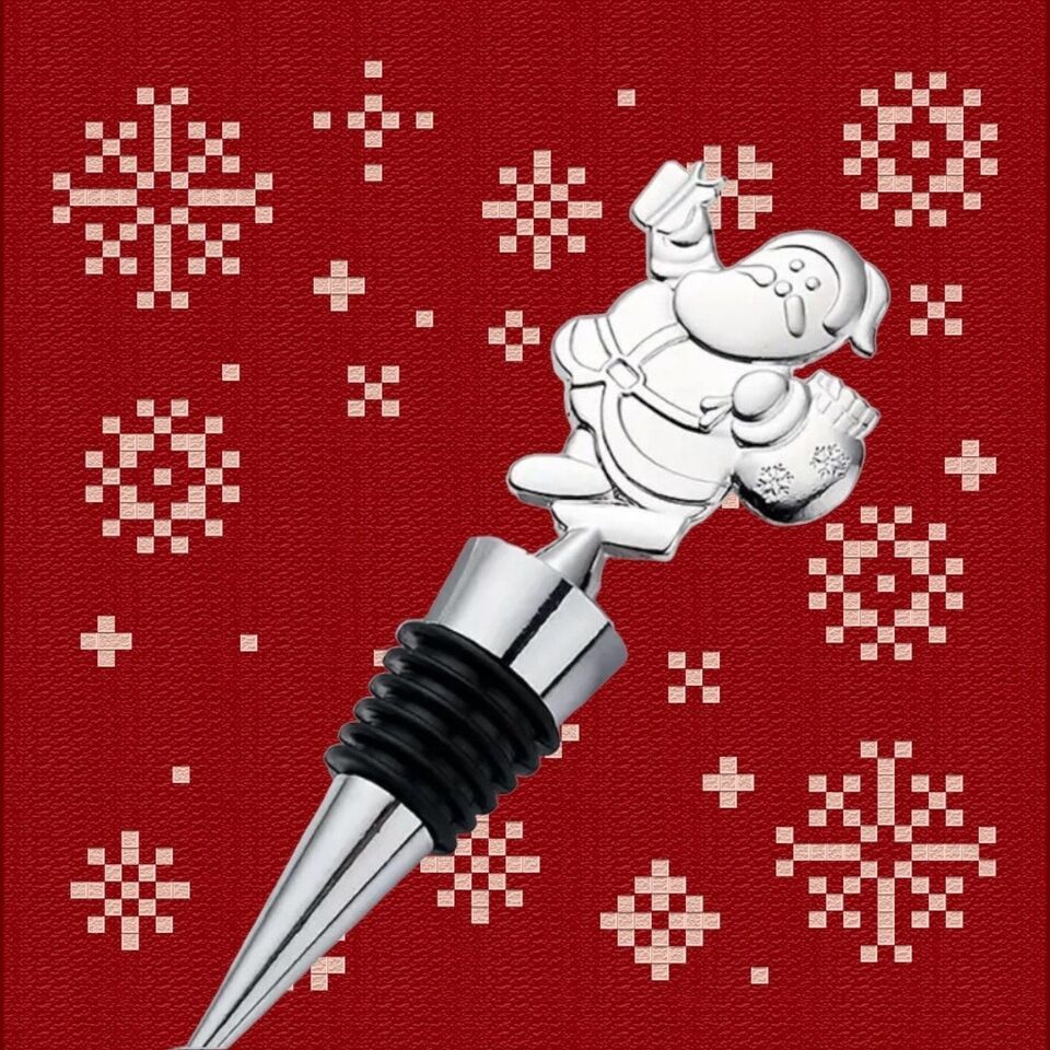 Holiday Wine Metal Wine Bottle Stoppers - Santa, Christmas Tree, Snowman, Deer