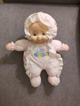 Vintage Nylon Vinyl Doll Rattle Dan Dee Stuffed Plush My Baby Pink  - £23.26 GBP