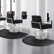 Salon mats for Hair Stylist 3&#39;x4&#39; Barber Shop Salon Chair Mats - Black Semi - £55.53 GBP