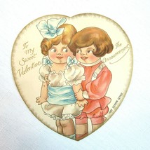 Vintage Valentine 1920s Nister Card Boy &amp; Girl Heart Mary Eleanor George Bavaria - £7.83 GBP