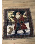 Chatham Christmas Santa Claus Woven Tapestry Throw Christmas Fringed 58 ... - $412.66 MXN