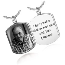 Personalized Urn Necklace for Ashes, Custom Engraving Photo - £78.21 GBP