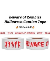 Halloween Decorations Caution Tape BEWARE OF ZOMBIES Bloody Print 200ft Roll - £8.31 GBP