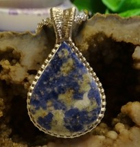Sodalite In Quartz Pendant Handmade Sterling Silver Wire Wrap And Chain - £55.73 GBP