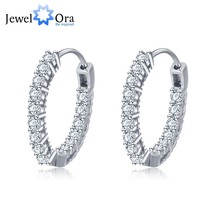 Trendy 925 Sterling Silver Hoop Earrings for Women Sparkling Cubic Zirconia Wedd - £11.37 GBP