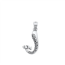 Octopus tentacle with fish sterling silver pendant - £13.12 GBP