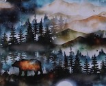 Cotton Night Mountains Animals Woodland Multicolor Fabric Print by Yard ... - $22.23 CAD