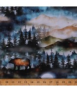 Cotton Night Mountains Animals Woodland Multicolor Fabric Print by Yard ... - $15.95