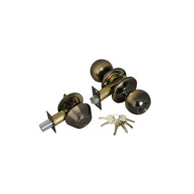 Premier Lock ED04 Antique Brass Entry Door Knob Combo Lock Set Deadbolt 6 KW1 - £27.13 GBP