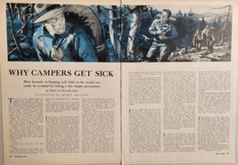 1952 Magazine Picture &quot;Why Campers Get Sick&quot; Illustrated by Arthur Shilstone - £13.36 GBP
