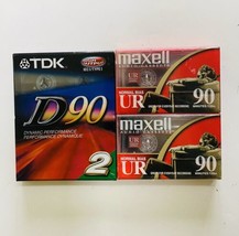 4 New TDK  &amp; Maxell 90-Min Blank Audio Cassette Tapes Normal Bias Type 1  Sealed - £11.81 GBP