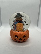 San Francisco Music Box Company Halloween Pumpkin Teddy Snow Globe Needs Battery - $18.99