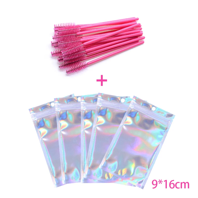 Elash packaging baggies pink gold holigraphic wholesale shining neon lashes packing box thumb200