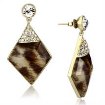 VL063 - IP Gold(Ion Plating) Brass Earrings with Synthetic Synthetic Sto... - $24.61
