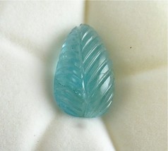 Natural Blue Aquamarine Carved Pear Leaf 26x16mm 31.80 Ct Gemstone Ring Pendant - £288.56 GBP
