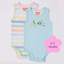 Bambi Mini Co. Supersinglet Bodysuit 0-3 Months Crystal Blue and Stripes 2 Pack - £66.29 GBP
