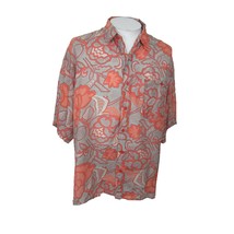 Bogari vtg silk mens Hawaiian camp shirt abstract floral gray pink XL p2p 24.5&quot; - £16.27 GBP