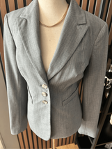 The limited gray and pink striped blazer work attire office wear size 4 - $34.65