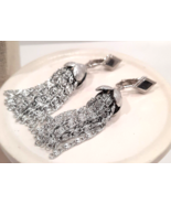 Vintage Sarah Coventry 1960 Silvery Cascade Dangle Clip Earrings - £8.07 GBP