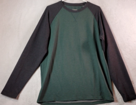 Orvis T Shirt Mens Size Medium Green Gray Knit Rayon Long Sleeve Round Neck Logo - $20.34