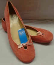Ann Taylor sz 8.5 Pink Suede W Bow  Ballet Flat Slip on Shoes Pre Owned - £23.73 GBP