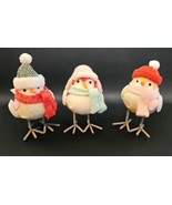 Target Wondershop 2021 3 Pc Mini Birds Christmas Winter Fabric Pink Red - $40.70 CAD