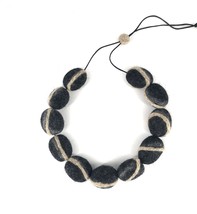 Felt ball necklace, pebble bead necklace, one of a kind necklace , statement nec - £46.12 GBP