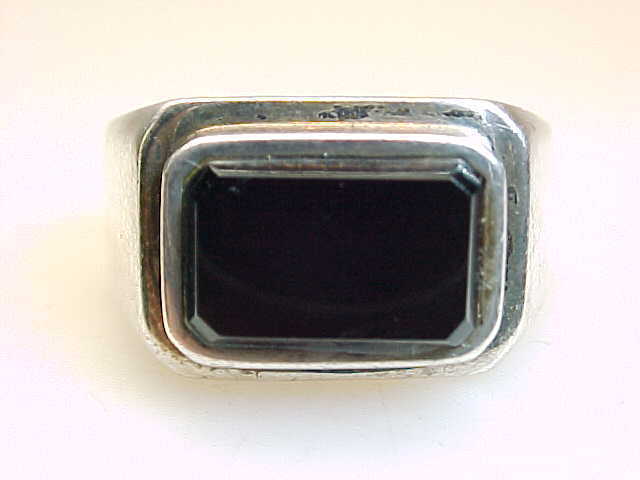 Primary image for Genuine BLACK ONYX Vintage RING in STERLING SILVER - Size 12