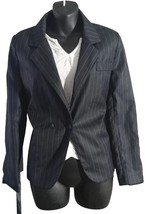 Just Youth Women&#39;s Light Office Business Blazer Jacket Black &amp; White Striped SZM - £6.14 GBP