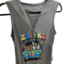 Love Tribe Womens Printed Zoinks T-Shirt Size X-Small Color Gray - £20.91 GBP
