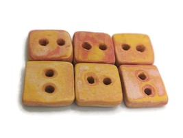 Novelty Sewing Buttons, 6 Pcs Orange Flat Back Handmade Ceramic Button For Coats - £20.90 GBP