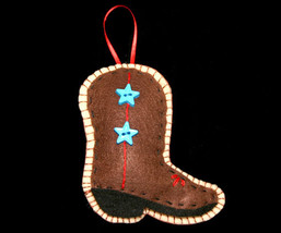  Handcrafted Western Country Felt Boot Christmas Ornament - £7.97 GBP