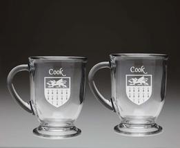 Cook Irish Coat of Arms Glass Coffee Mugs - Set of 2 - £26.98 GBP