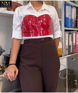 Rihanna&#39;s Red Bustier Futuristic Top Steel Breastplate Party Halloween P... - €129,43 EUR