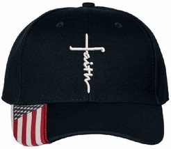 Faith Hat - Embroidered USA300 Adjustable hat w/ flag brim Faith Jesus Christ - £19.97 GBP