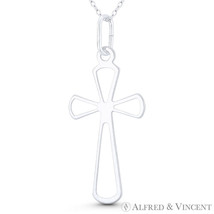 Flared Modern Christian Cross Chunky Pendant in Solid Italy .925 Sterling Silver - £13.43 GBP+