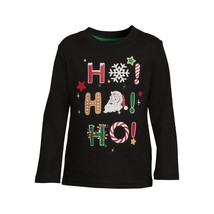 Holiday Time Toddler &#39;Ho Ho Ho&#39; Christmas Long Sleeve T-Shirt, Black Siz... - $273.47 MXN
