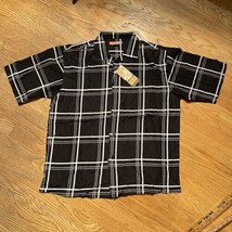 Black Plaid Satin Button Up Shirt Regal Wear Mens 5XL NEW with Tags - $14.84
