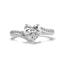  14k White Gold Finish 0.50 Ct Heart Cut Diamond Heart Wedding Engagement Ring - £71.93 GBP