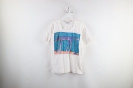Vintage 90s Streetwear Womens Large Art Wolf Painting Short Sleeve T-Shirt White - £31.60 GBP