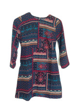 Abercrombie &amp; Fitch Women Floral Peasant Red Green Long Sleeve A-line Dress XS - £23.72 GBP
