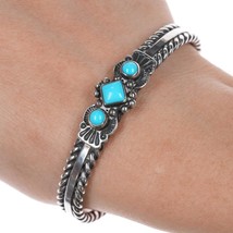 6 3/8&quot; Albert Jake Navajo sterling Sleeping Beauty turquoise cuff bracelet - £286.17 GBP