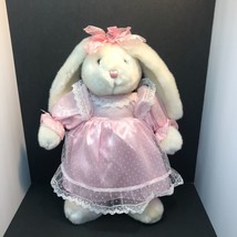 Dandee Collector&#39;s Choice Bunny Rabbit Cream Soft Fluffy Polka Dot Pink Dress - £15.58 GBP