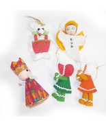 Vtg Lot Fabric Felt Handmade Christmas Ornaments Angel Wiseman Japan Mouse - $8.99