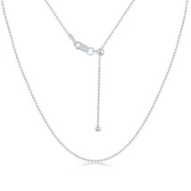Sterling Silver Adjustable Bead Chain - Rhodium Plated - £31.12 GBP